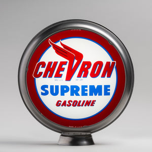 Chevron Supreme 15" Gas Pump Globe with unpainted steel body