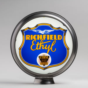 Richfield Ethyl 15" Gas Pump Globe with unpainted steel body
