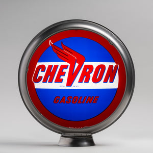 Chevron Gasoline 15" Gas Pump Globe with unpainted steel body