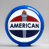 American Gasoline Oval Logo 13.5" Gas Pump Globe with Light Blue Plastic Body