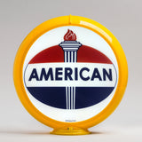 American Gasoline Oval Logo 13.5" Gas Pump Globe with Yellow Plastic Body