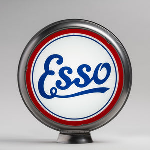 Esso Script 15" Gas Pump Globe with unpainted steel body