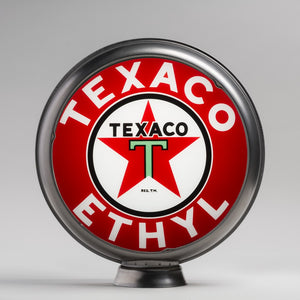 Texaco Ethyl (Red) 15" Gas Pump Globe with unpainted steel body