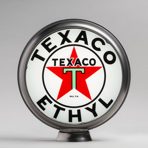 Texaco Ethyl White 15" Gas Pump Globe with unpainted steel body