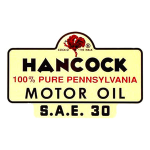 9"x5.75" Hancock Motor Oil Water Transfer Decal