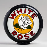 White Rose Flower 13.5" Gas Pump Globe with Black Plastic Body