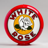 White Rose Flower 13.5" Gas Pump Globe with Red Plastic Body