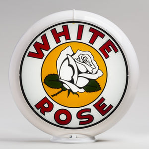 White Rose Flower 13.5" Gas Pump Globe with White Plastic Body