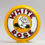 White Rose Flower 13.5" Gas Pump Globe with Yellow Plastic Body