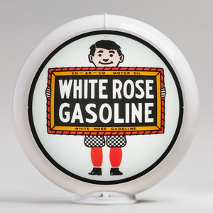 White Rose "Boy" 13.5" Gas Pump Globe with White Plastic Body
