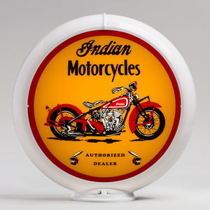 Indian M.C. (Motorcycle) 13.5" Gas Pump Globe with White Plastic Body