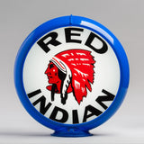 Red Indian 13.5" Gas Pump Globe with Light Blue Plastic Body