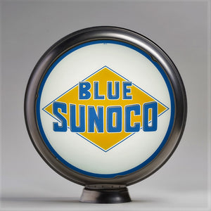 Blue Sunoco 15" Gas Pump Globe with unpainted steel body