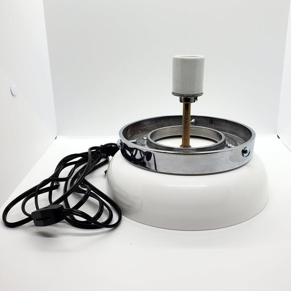White Powder Coated Lamp Display Base with Mounting Ring